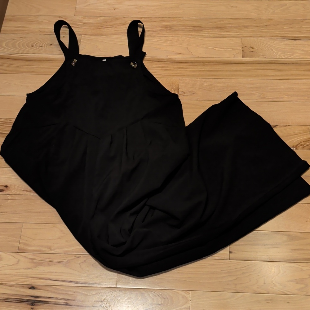 Wide Leg Black Jumpsuit With Pockets